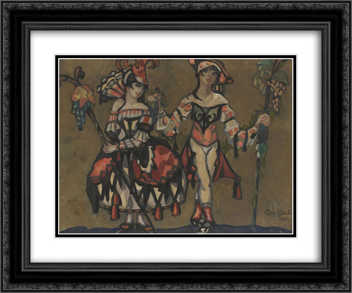 Shepherds and Shepherdess 24x20 Black Ornate Wood Framed Art Print Poster with Double Matting by Sudeikin, Serge