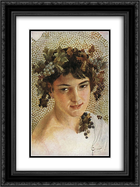 Bacchus 18x24 Black Ornate Wood Framed Art Print Poster with Double Matting by Solomko, Sergey