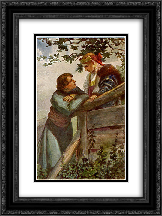By the fence 18x24 Black Ornate Wood Framed Art Print Poster with Double Matting by Solomko, Sergey