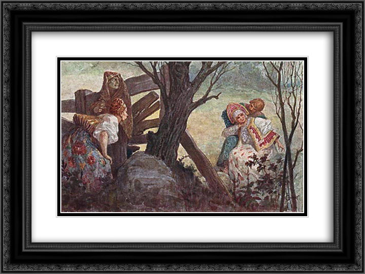 Caught 24x18 Black Ornate Wood Framed Art Print Poster with Double Matting by Solomko, Sergey