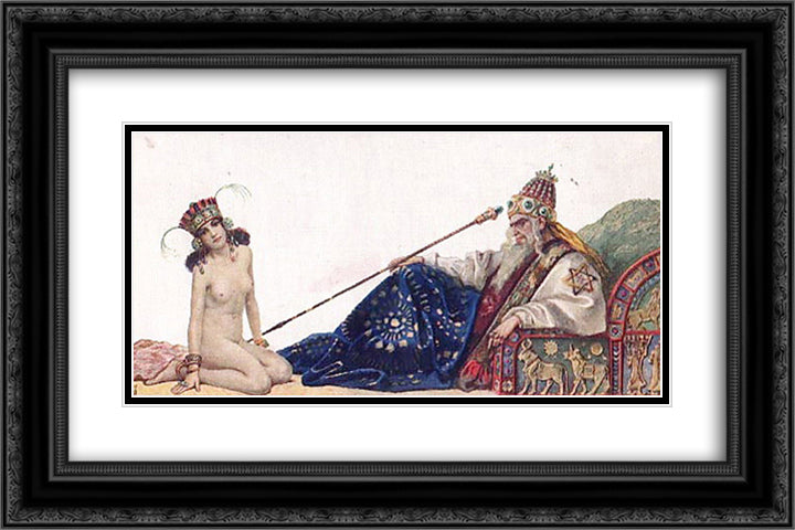 Concubine 24x16 Black Ornate Wood Framed Art Print Poster with Double Matting by Solomko, Sergey