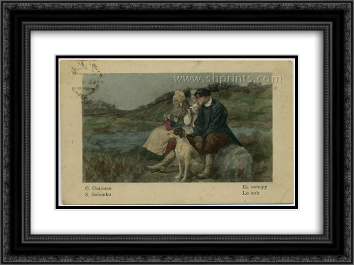 Evening 24x18 Black Ornate Wood Framed Art Print Poster with Double Matting by Solomko, Sergey