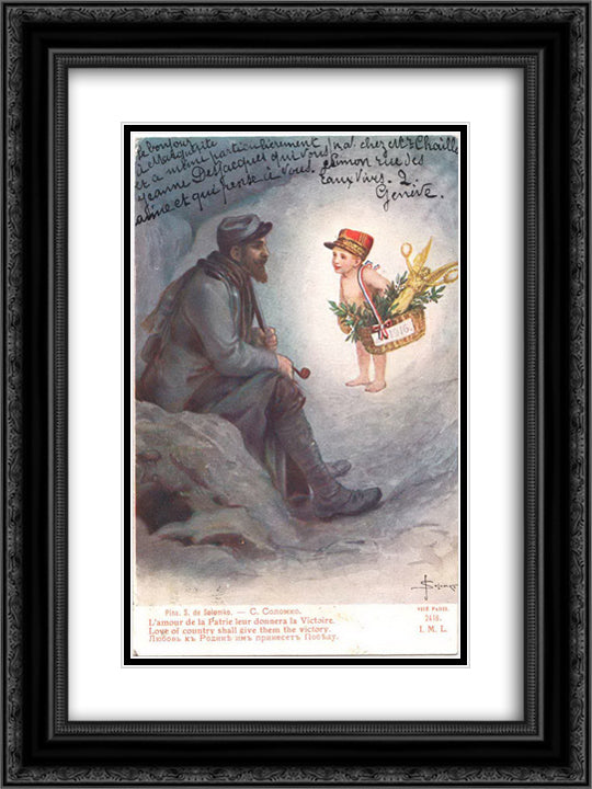 Love of country shall give them the victory 18x24 Black Ornate Wood Framed Art Print Poster with Double Matting by Solomko, Sergey