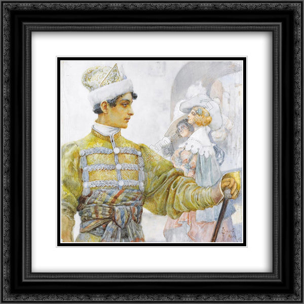 Meeting 20x20 Black Ornate Wood Framed Art Print Poster with Double Matting by Solomko, Sergey