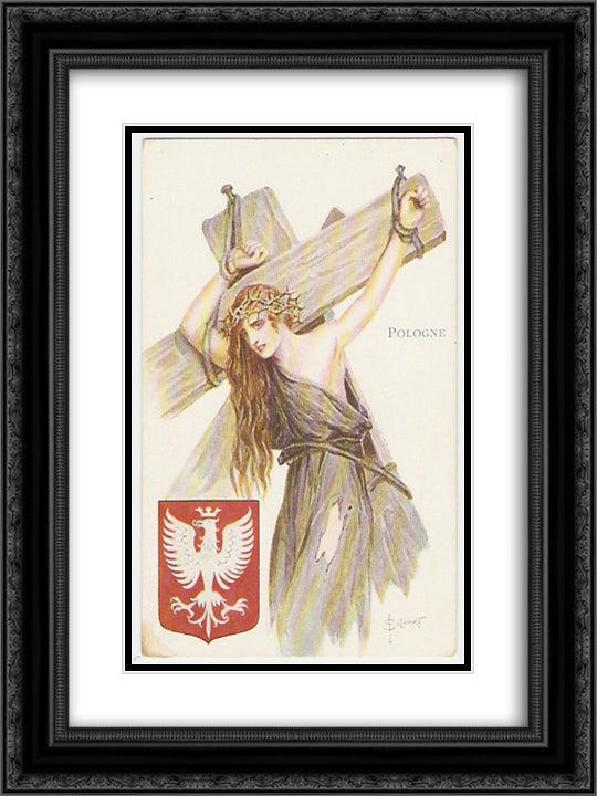 Poland 18x24 Black Ornate Wood Framed Art Print Poster with Double Matting by Solomko, Sergey