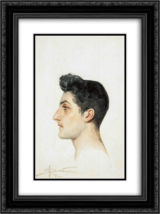 Portrait of italian young man 18x24 Black Ornate Wood Framed Art Print Poster with Double Matting by Solomko, Sergey