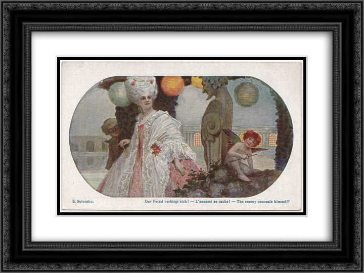 The enemy conseals himself! 24x18 Black Ornate Wood Framed Art Print Poster with Double Matting by Solomko, Sergey