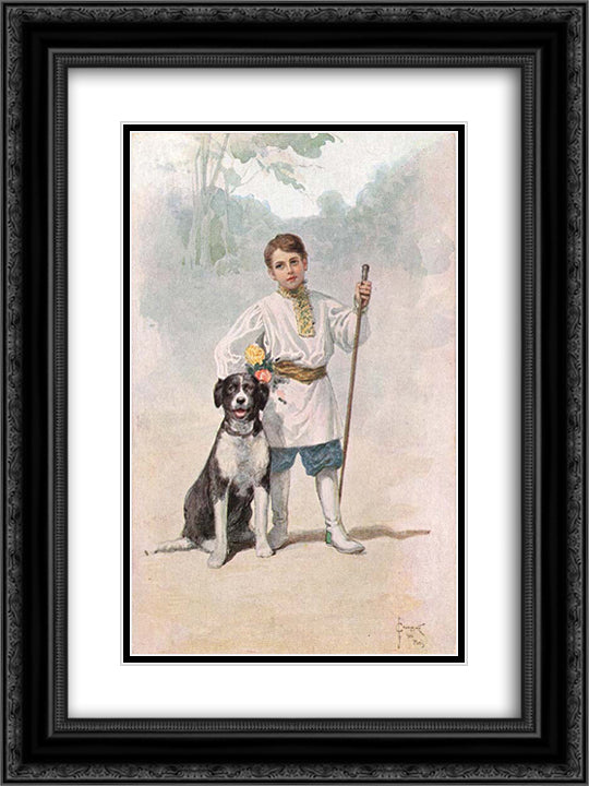 True Friends 18x24 Black Ornate Wood Framed Art Print Poster with Double Matting by Solomko, Sergey