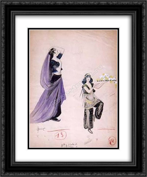 Two sketches of costumes 20x24 Black Ornate Wood Framed Art Print Poster with Double Matting by Solomko, Sergey
