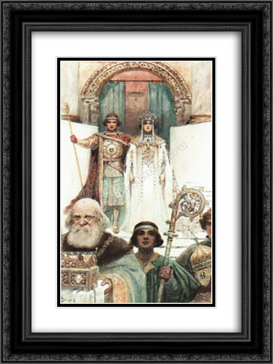 Wedding ceremony. Middle Ages. 18x24 Black Ornate Wood Framed Art Print Poster with Double Matting by Solomko, Sergey