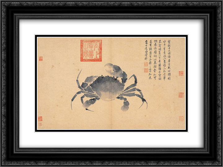 Crab (Sketches from Life) 24x18 Black Ornate Wood Framed Art Print Poster with Double Matting by Zhou, Shen