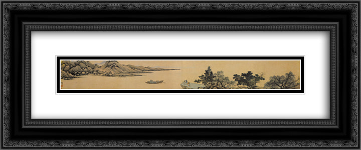 Parting at the Jing River 24x10 Black Ornate Wood Framed Art Print Poster with Double Matting by Zhou, Shen