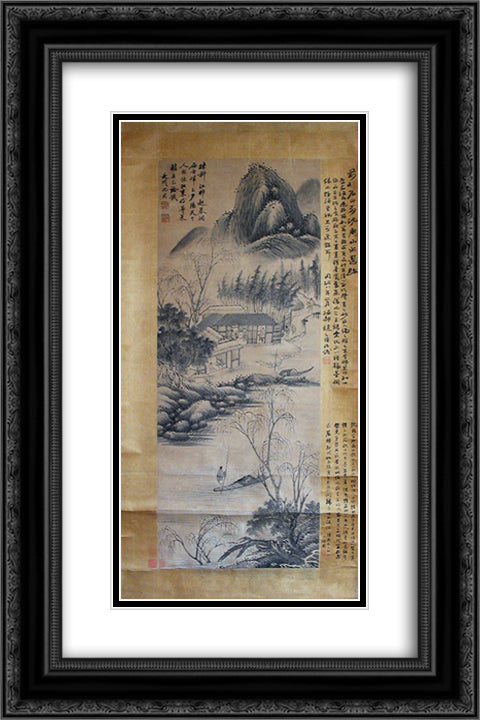 unknown title 16x24 Black Ornate Wood Framed Art Print Poster with Double Matting by Zhou, Shen