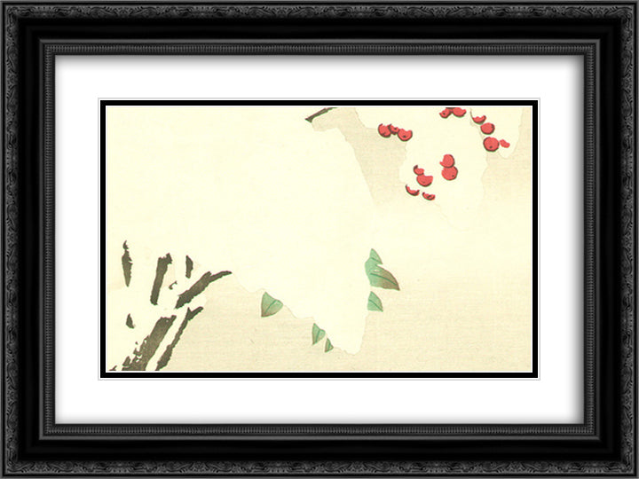 Nandin Tree - Hana Kurabe 24x18 Black Ornate Wood Framed Art Print Poster with Double Matting by Zeshin, Shibata