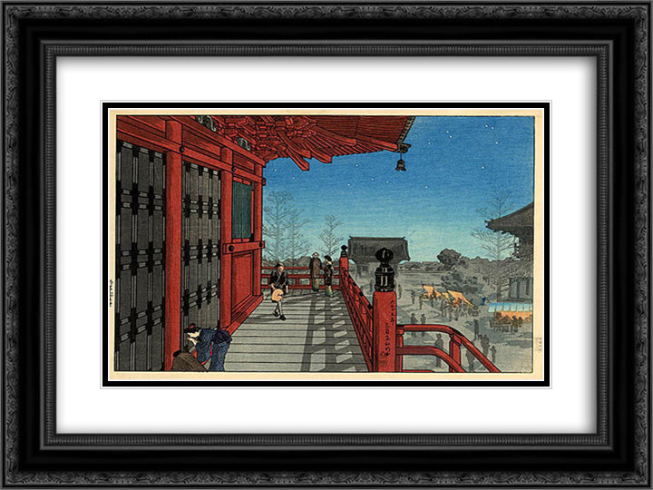 Asakusa Kannon, Tokyo 24x18 Black Ornate Wood Framed Art Print Poster with Double Matting by Takahashi, Shotei