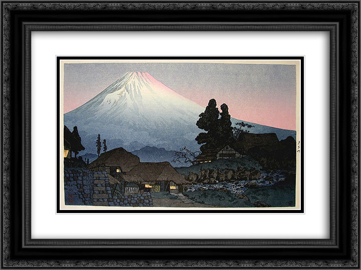 Fuji from Mizuchubo 24x18 Black Ornate Wood Framed Art Print Poster with Double Matting by Takahashi, Shotei