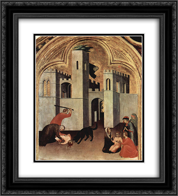 The Miracle of the Child Attacked and Rescued by Augustine Novello 20x22 Black Ornate Wood Framed Art Print Poster with Double Matting by Martini, Simone