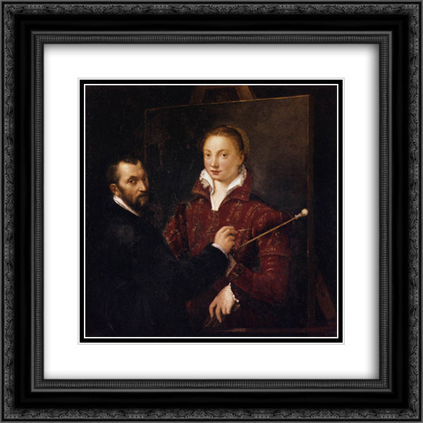 Bernardino Campi Painting Sofonisba Anguissola 20x20 Black Ornate Wood Framed Art Print Poster with Double Matting by Anguissola, Sofonisba
