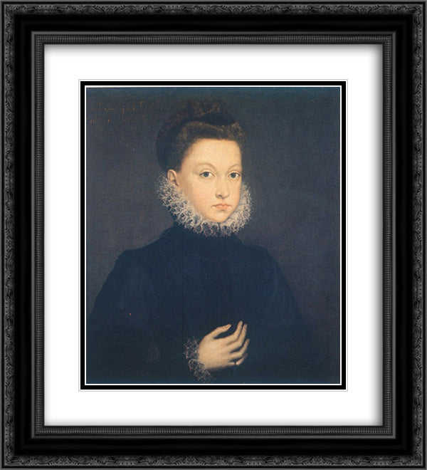 Infantin Isabella Clara Eugenia 20x22 Black Ornate Wood Framed Art Print Poster with Double Matting by Anguissola, Sofonisba