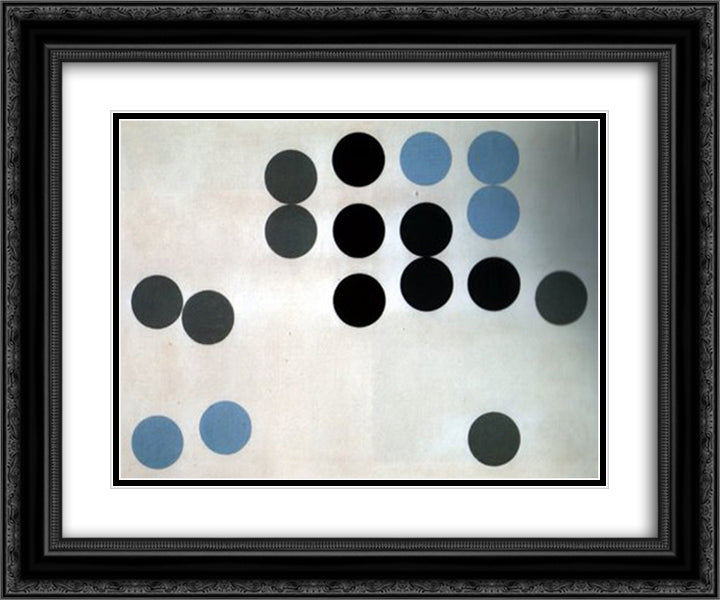 Moving Circles 24x20 Black Ornate Wood Framed Art Print Poster with Double Matting by Taeuber Arp, Sophie