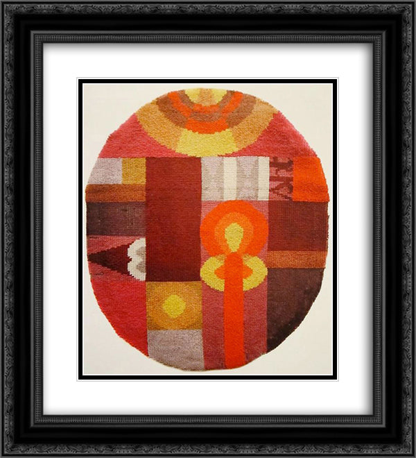 Oval Composition with Abstract Motifs 20x22 Black Ornate Wood Framed Art Print Poster with Double Matting by Taeuber Arp, Sophie