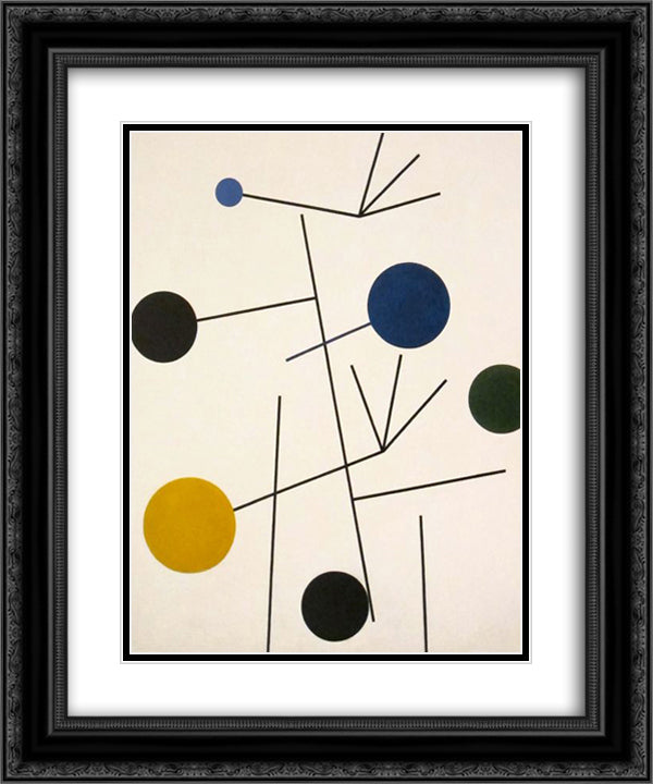 Rising, Falling, Flying 20x24 Black Ornate Wood Framed Art Print Poster with Double Matting by Taeuber Arp, Sophie