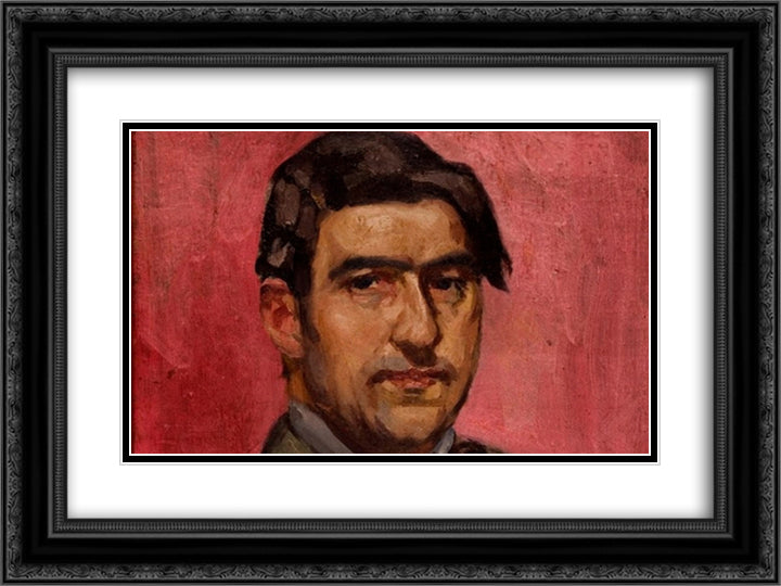 Self Portrait (detail) 24x18 Black Ornate Wood Framed Art Print Poster with Double Matting by Papaloukas, Spyros