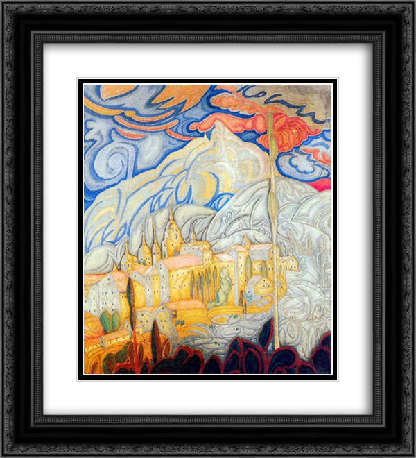 Skete of Agios Andreas 20x22 Black Ornate Wood Framed Art Print Poster with Double Matting by Papaloukas, Spyros