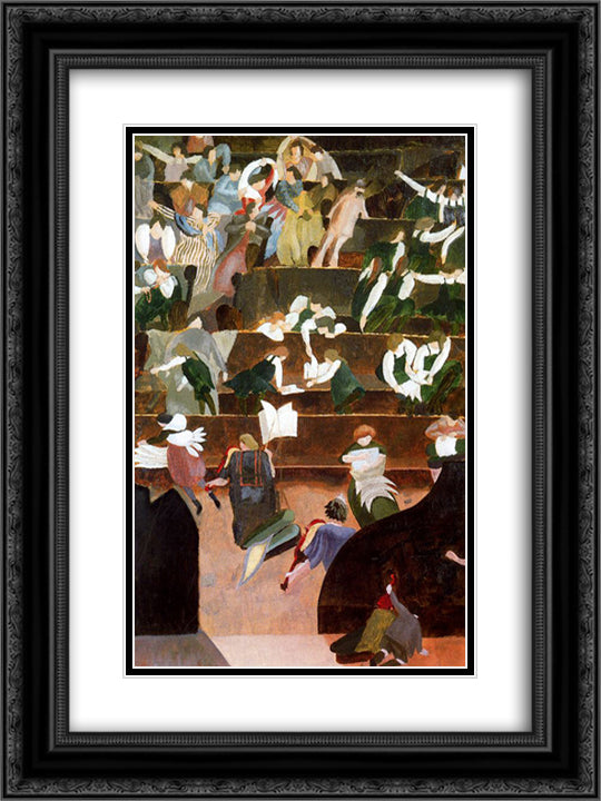 A Music Lesson At Bedales 18x24 Black Ornate Wood Framed Art Print Poster with Double Matting by Spencer, Stanley
