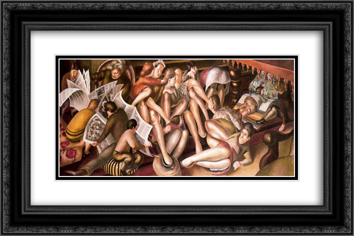 Bridesmaids at Cana 24x16 Black Ornate Wood Framed Art Print Poster with Double Matting by Spencer, Stanley