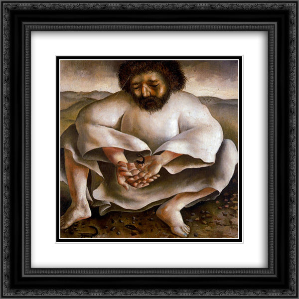 Christ in the Wilderness - The scorpion 20x20 Black Ornate Wood Framed Art Print Poster with Double Matting by Spencer, Stanley