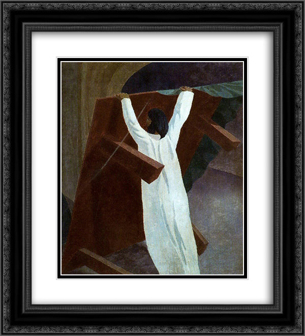 Christ Overturning the Money Charger's Table 20x22 Black Ornate Wood Framed Art Print Poster with Double Matting by Spencer, Stanley