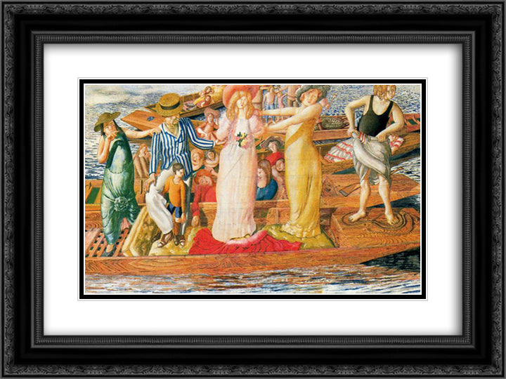 Christ Preaching at Cookam Regatta 24x18 Black Ornate Wood Framed Art Print Poster with Double Matting by Spencer, Stanley