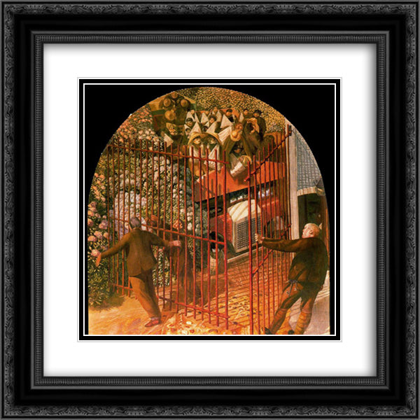 Convoy of Wounded soldiers arriving at Beaufort Hospital Gates 20x20 Black Ornate Wood Framed Art Print Poster with Double Matting by Spencer, Stanley