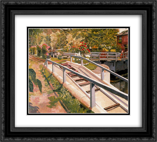 Cookham Look 22x20 Black Ornate Wood Framed Art Print Poster with Double Matting by Spencer, Stanley