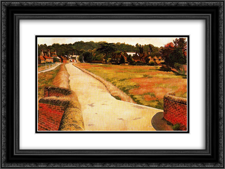 Cookham Moor 24x18 Black Ornate Wood Framed Art Print Poster with Double Matting by Spencer, Stanley