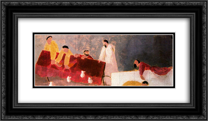 Expulsion Of The Money Changers 24x14 Black Ornate Wood Framed Art Print Poster with Double Matting by Spencer, Stanley