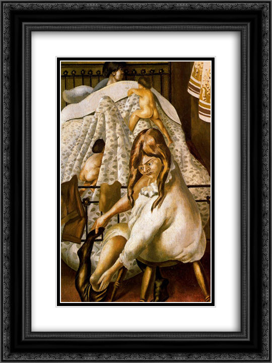 Going to Bed 18x24 Black Ornate Wood Framed Art Print Poster with Double Matting by Spencer, Stanley