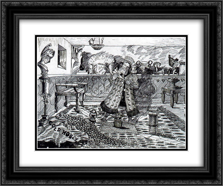 King Midas and the girl 24x20 Black Ornate Wood Framed Art Print Poster with Double Matting by Spencer, Stanley