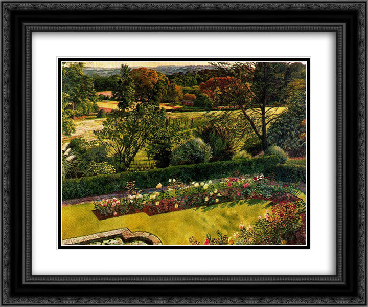 Landscape. Cookham Dene. 24x20 Black Ornate Wood Framed Art Print Poster with Double Matting by Spencer, Stanley
