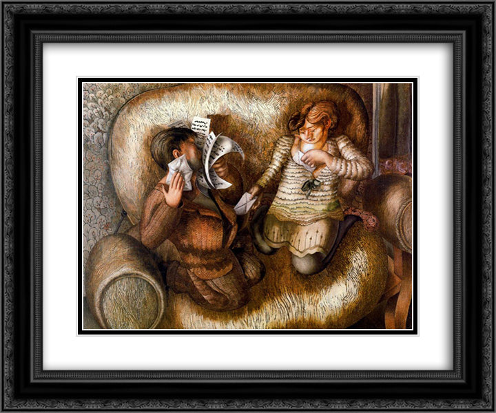 Love letters 24x20 Black Ornate Wood Framed Art Print Poster with Double Matting by Spencer, Stanley