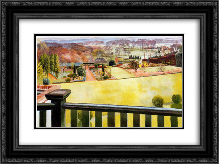 Oxfordshire Landscape 24x18 Black Ornate Wood Framed Art Print Poster with Double Matting by Spencer, Stanley