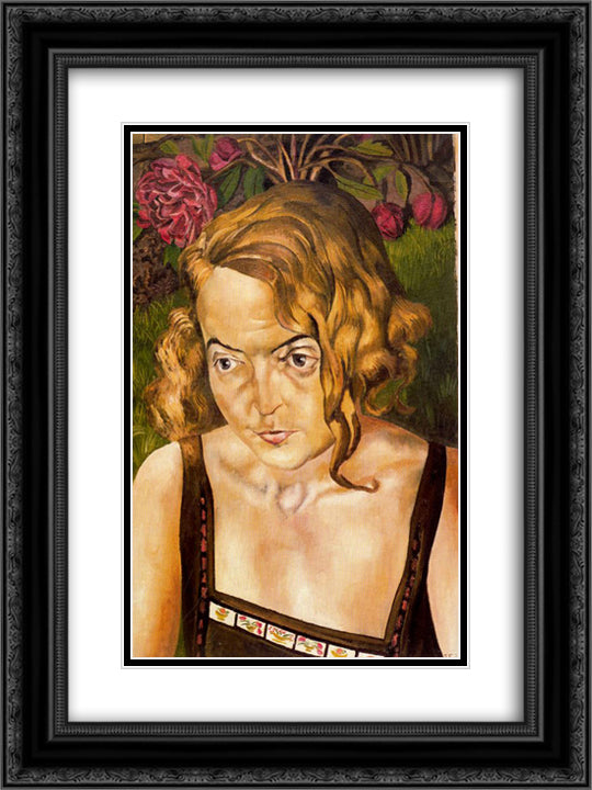 Portrait in garden 18x24 Black Ornate Wood Framed Art Print Poster with Double Matting by Spencer, Stanley