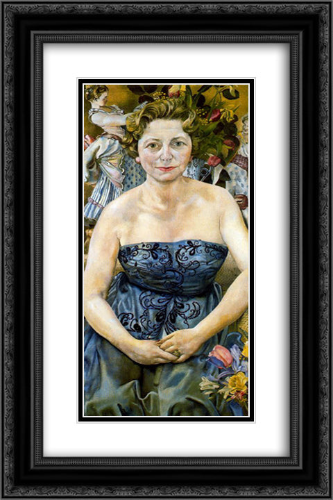Portrait of Mrs Marjorie Metz 16x24 Black Ornate Wood Framed Art Print Poster with Double Matting by Spencer, Stanley