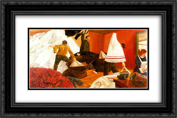Sorting Laundry 24x16 Black Ornate Wood Framed Art Print Poster with Double Matting by Spencer, Stanley