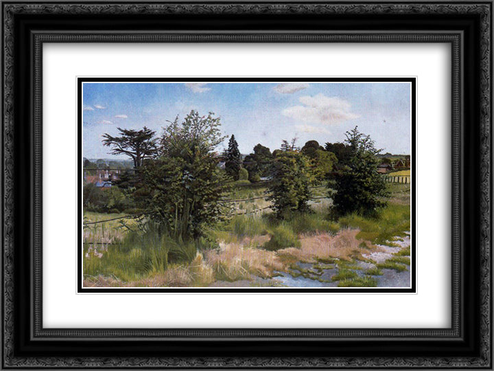 Terry's Lane, Cookham 24x18 Black Ornate Wood Framed Art Print Poster with Double Matting by Spencer, Stanley