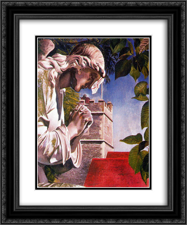 The Angel 20x24 Black Ornate Wood Framed Art Print Poster with Double Matting by Spencer, Stanley