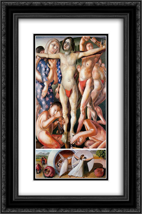 The Deposition and the Rolling Away Of the Stone 16x24 Black Ornate Wood Framed Art Print Poster with Double Matting by Spencer, Stanley