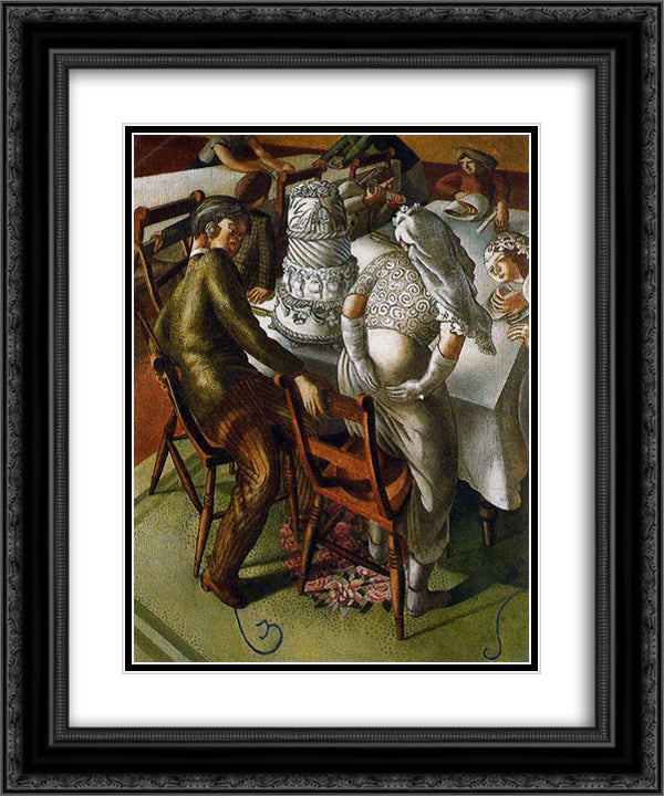 The Marriage At Cana Bride And Bridegroom 20x24 Black Ornate Wood Framed Art Print Poster with Double Matting by Spencer, Stanley