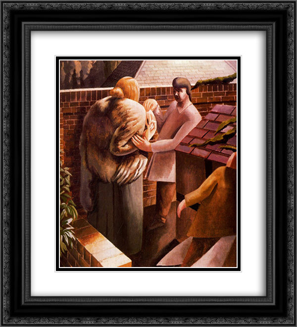 The Meeting 20x22 Black Ornate Wood Framed Art Print Poster with Double Matting by Spencer, Stanley